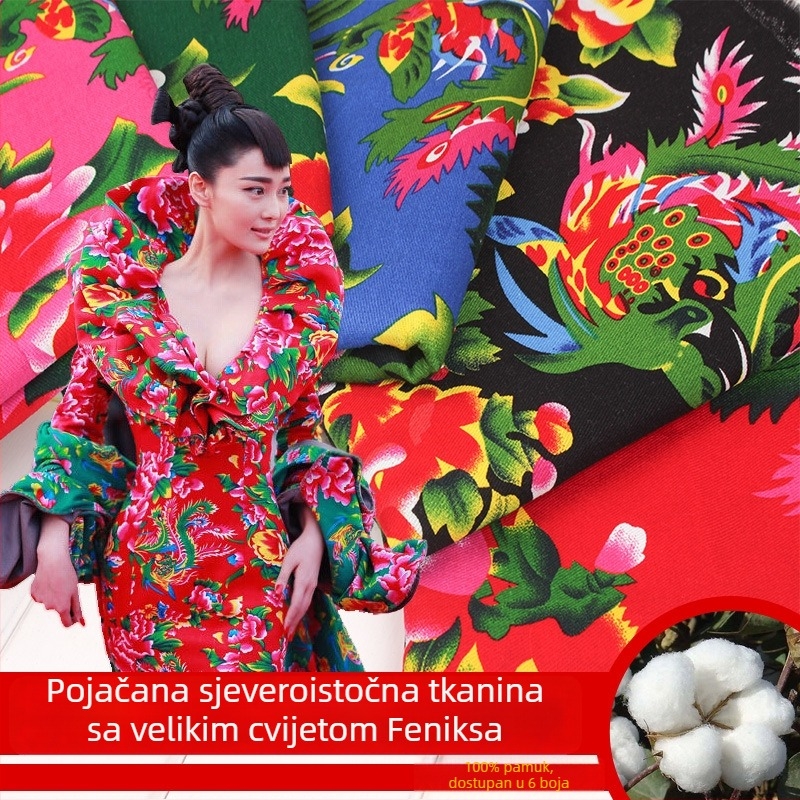 100% pamuk twill jacquard tkanina s biljnim otiskom — sjeveroistočni stil, veliki cvjetni motiv