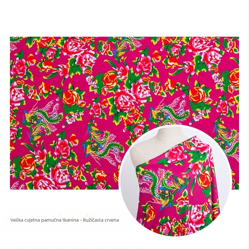 100% pamuk twill jacquard tkanina s biljnim otiskom — sjeveroistočni stil, veliki cvjetni motiv