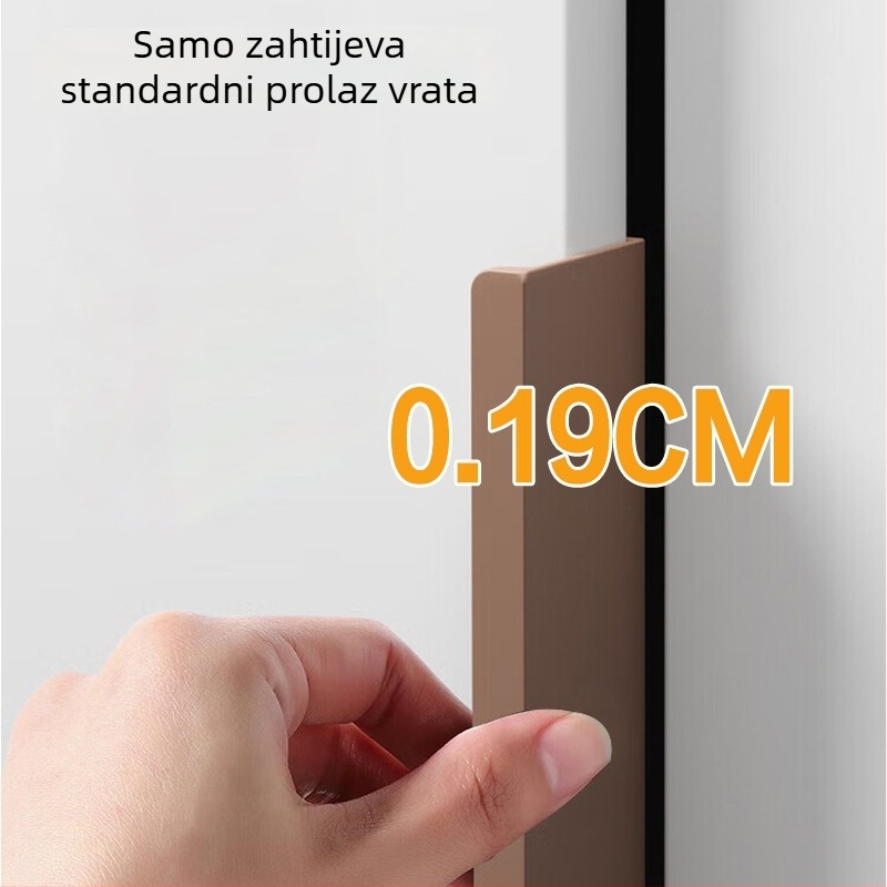 Ručka za vrata ormarića od aluminijskog legura, bočno montirana, skrivena, za garderobe i drvene ormare, moderan minimalistički stil, elektroplakirani završni sloj s teksturom žice