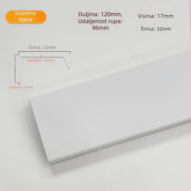 Ručka za vrata ormarića od aluminijskog legura, bočno montirana, skrivena, za garderobe i drvene ormare, moderan minimalistički stil, elektroplakirani završni sloj s teksturom žice