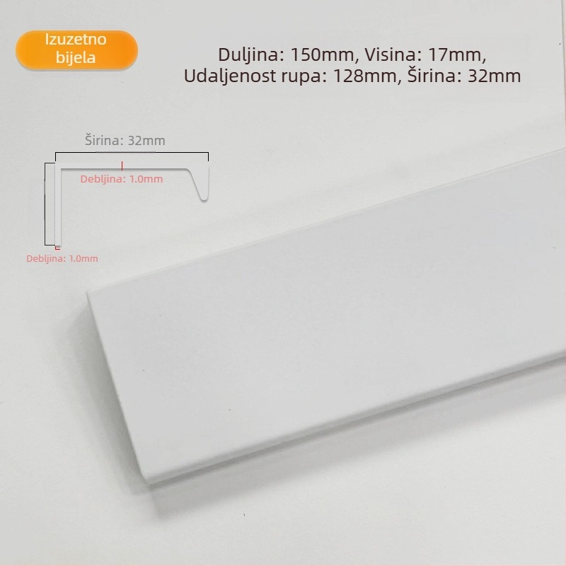 Ručka za vrata ormarića od aluminijskog legura, bočno montirana, skrivena, za garderobe i drvene ormare, moderan minimalistički stil, elektroplakirani završni sloj s teksturom žice