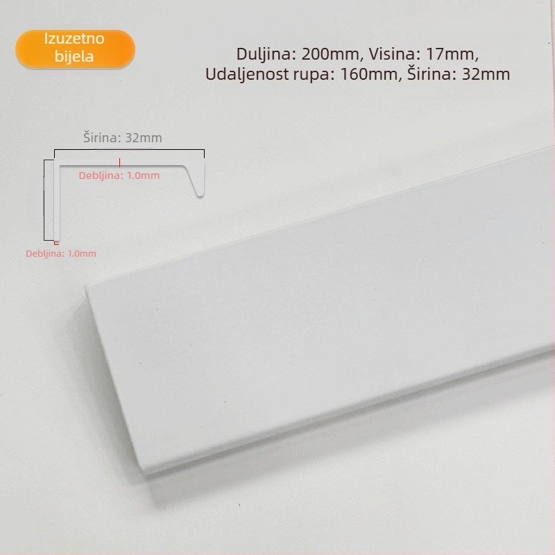 Ručka za vrata ormarića od aluminijskog legura, bočno montirana, skrivena, za garderobe i drvene ormare, moderan minimalistički stil, elektroplakirani završni sloj s teksturom žice