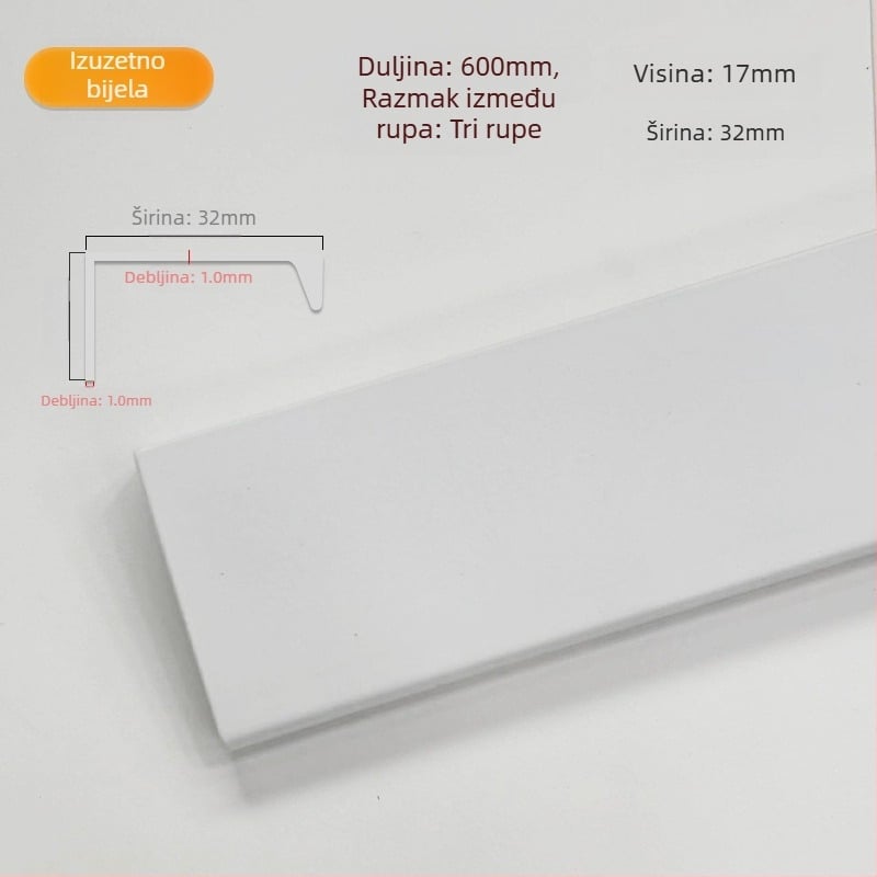 Ručka za vrata ormarića od aluminijskog legura, bočno montirana, skrivena, za garderobe i drvene ormare, moderan minimalistički stil, elektroplakirani završni sloj s teksturom žice