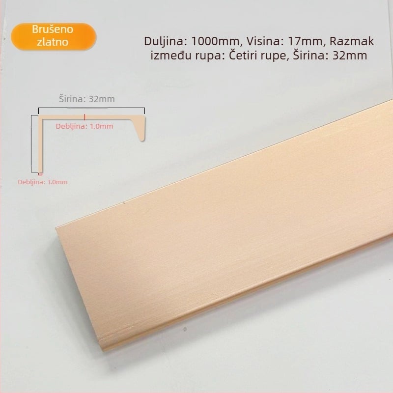 Ručka za vrata ormarića od aluminijskog legura, bočno montirana, skrivena, za garderobe i drvene ormare, moderan minimalistički stil, elektroplakirani završni sloj s teksturom žice