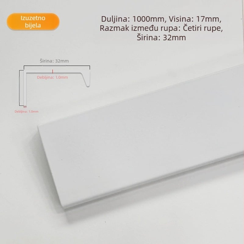 Ručka za vrata ormarića od aluminijskog legura, bočno montirana, skrivena, za garderobe i drvene ormare, moderan minimalistički stil, elektroplakirani završni sloj s teksturom žice