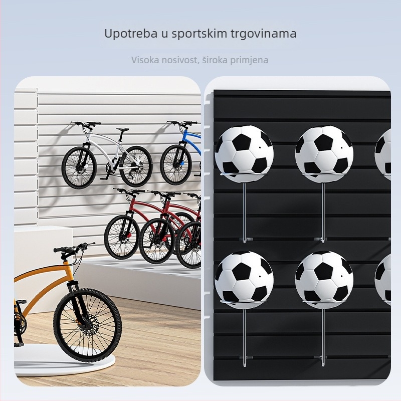 PVC zidni izložbeni stalak s višestrukim kukama, monolitna PVC konstrukcija, nosivost preko 30 kg