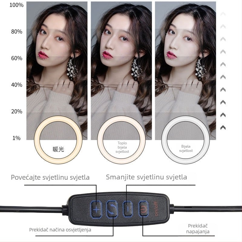 LED kružno svjetlo L-609 za beauty live, ~10W, 5V, stolna upotreba