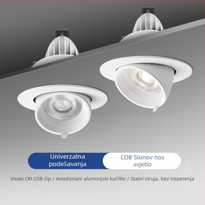 LED ugrađeno stropno svjetlo, podesivi kut, anti-glare, zidno ispiranje svjetla, aluminijsko kućište, CRI ≥90, 220V