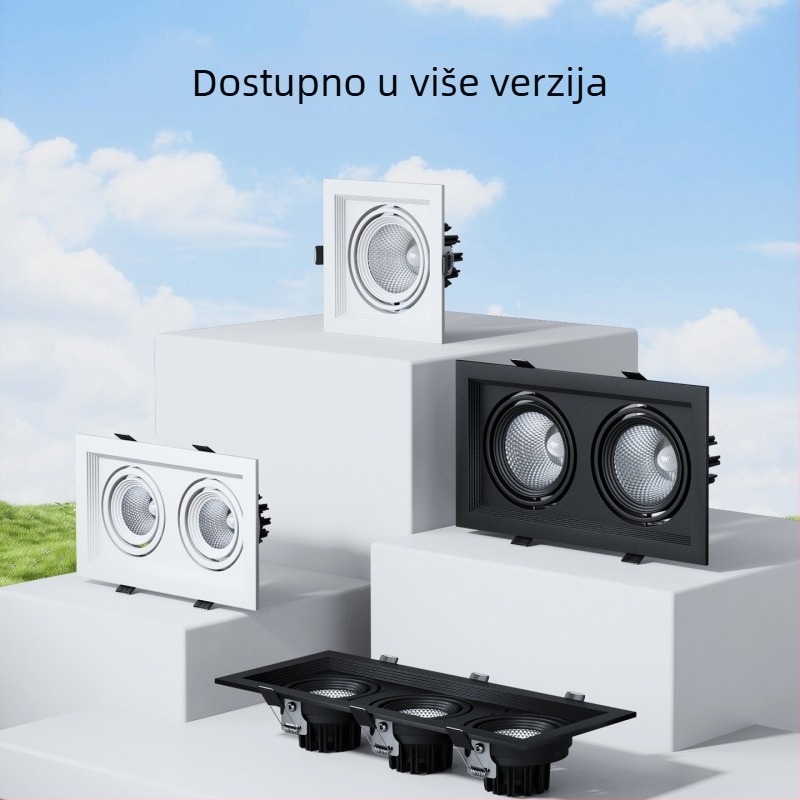Pravokutno ugradno LED svjetlo s mrežom, dvostruko downlight, aluminijsko kućište, 220V, CRI ≥95, neinteligentno upravljanje
