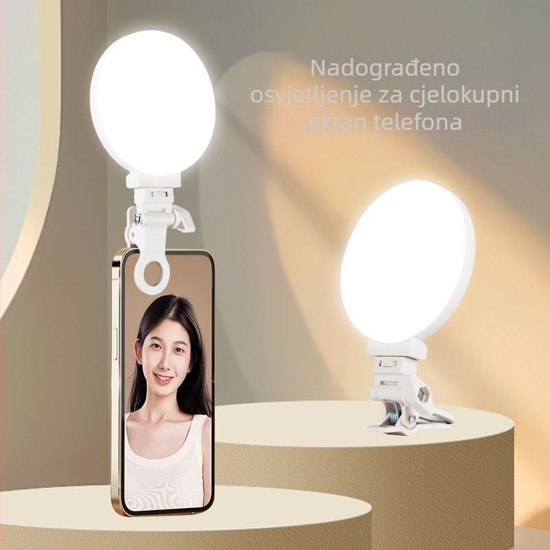 Selfie svjetlo za telefon — prijenosno clip-on svjetlo sa tri boje temperature, 3V/800mAh, model Sd-sjbgd-f01