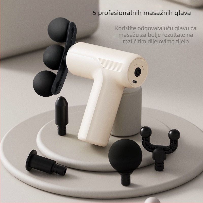 Mini masažni uređaj za fasciju s 5 glavama, četkasti motor, višerazinska prilagodba, 5 brzina, ugrađena baterija 1000–1200 mAh, buka 46–70 dB
