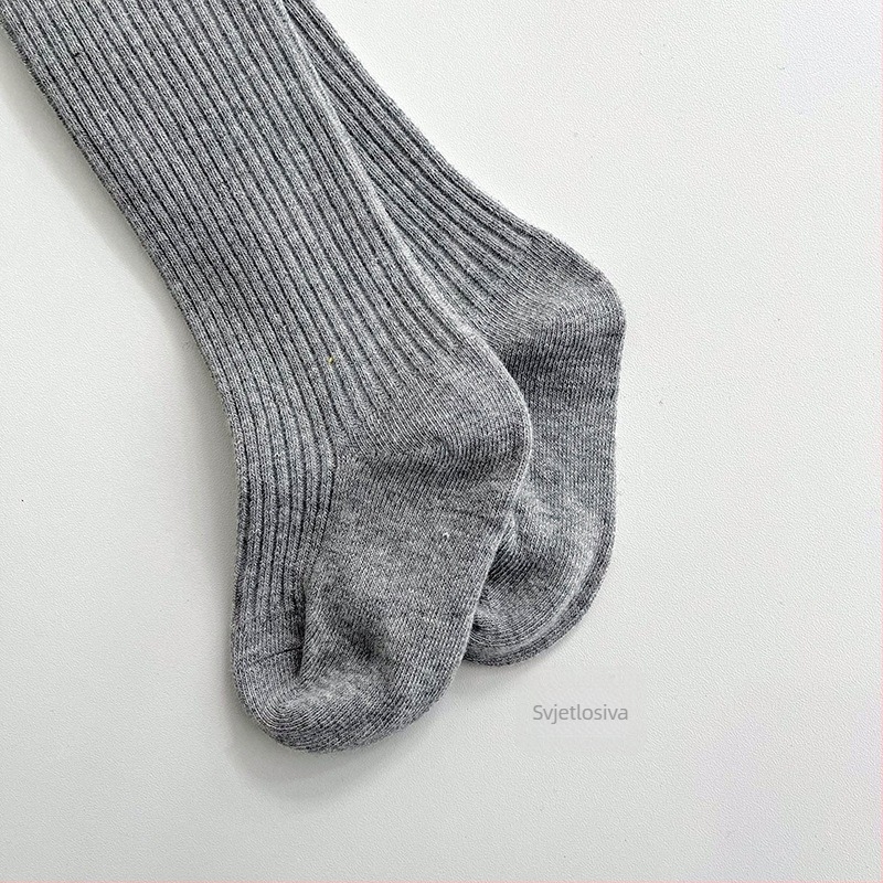 Bebične ribane najlonke s dvostrukom pleteninom, jednobojne, topla pamukova smjesa, za djecu 1–3 godine