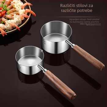 Tiganj za ulje od 304 nehrđajućeg čelika, ravno dno, bez premaza, dubina 3,5 cm, za zagrijavanje ulja i začine