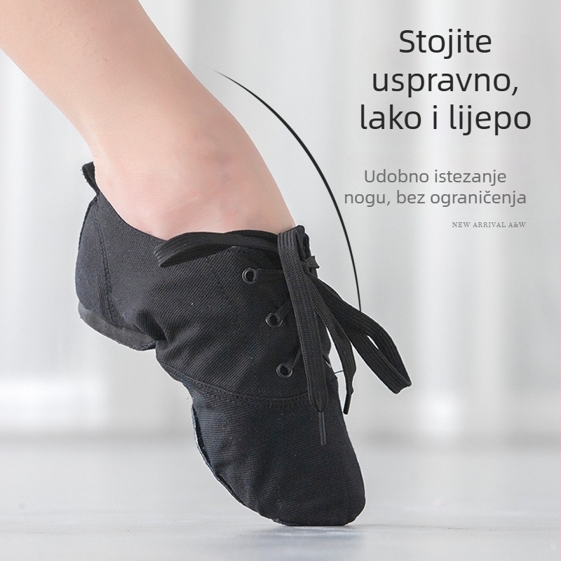 Dječje unisex platnene baletanke - Iron Arrow, gornji dio od platna, potplat od kravljeg kože, uobičajena debljina