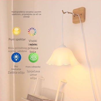 Cvjetna lampica za noćni ormarić, priključna napajanje, akrilno sjenilo, 220V, gumb prekidač, ambijentalno svjetlo, podržava inteligentno upravljanje