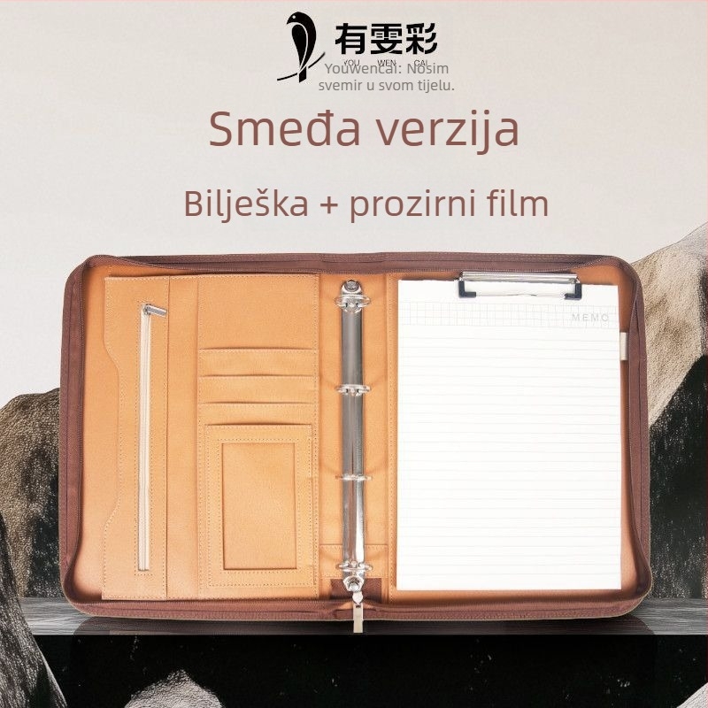 Kožna A4 mapa sa zatvaranjem i jednim čvrstim klipom, Model: A4 folder, Debljina ploče 1,5 cm, Širina stražnje strane 1,5 cm