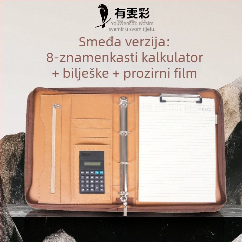 Kožna A4 mapa sa zatvaranjem i jednim čvrstim klipom, Model: A4 folder, Debljina ploče 1,5 cm, Širina stražnje strane 1,5 cm