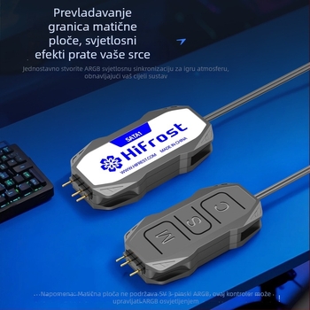 Hifrost SATA1 ARGB Kontroler, Adapter kabel 5V3-pin na SATA za PC — Mini ARGB fan sinhronizacijski hub, 50 cm, bakar+ABS