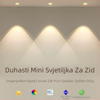 LED ugradni kružni downlight COB, aluminijsko kućište, CRI ≥95, 220V, žično upravljanje