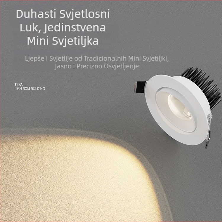 LED ugradni kružni downlight COB, aluminijsko kućište, CRI ≥95, 220V, žično upravljanje