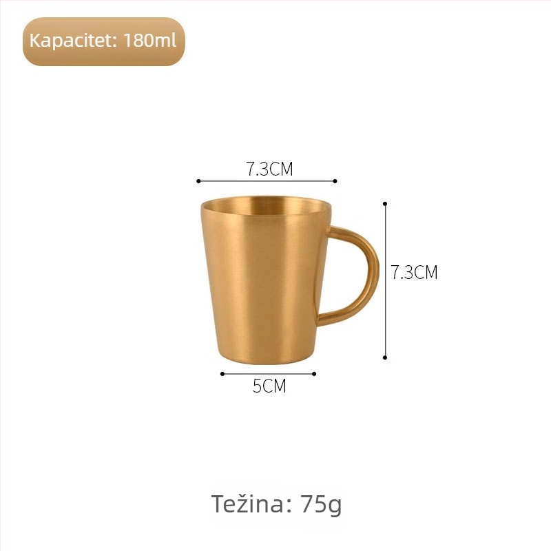 Šalica od 304 nehrđajućeg čelika s dvostrukim stijenkama i držačem – velika kapaciteta, pogodna za pića (pivo, mlijeko i vodu), s prilagođenim logotipom