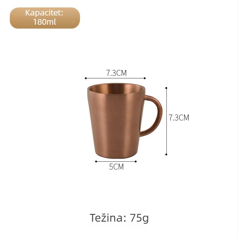 Šalica od 304 nehrđajućeg čelika s dvostrukim stijenkama i držačem – velika kapaciteta, pogodna za pića (pivo, mlijeko i vodu), s prilagođenim logotipom