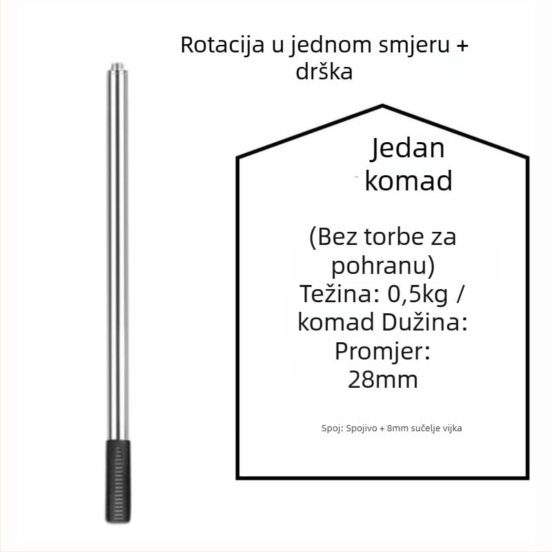 Nehrđajući čelični štap za mrežu za ribolov, 500 g, jednopartski, neproširiva