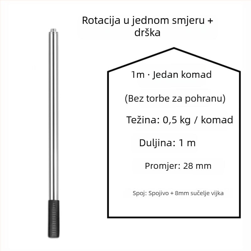 Nehrđajući čelični štap za mrežu za ribolov, 500 g, jednopartski, neproširiva