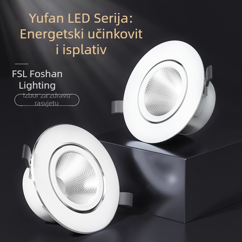 FSL LED ugradni zidni spot za plafon – aluminijsko kućište, 220V, CRI 80–89, životni vijek 25.000 h