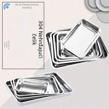 304 nehrđajući čelik četvrtasti tanjur, ogledno sjajna površina, pogodna za mikrovalnu, mogućnost prilagodbe