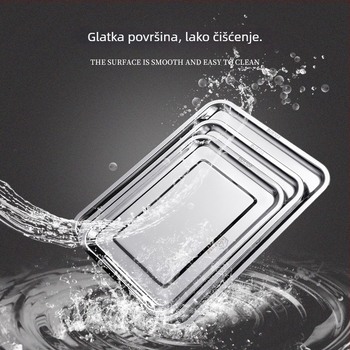 304 nehrđajući čelik četvrtasti tanjur, ogledno sjajna površina, pogodna za mikrovalnu, mogućnost prilagodbe