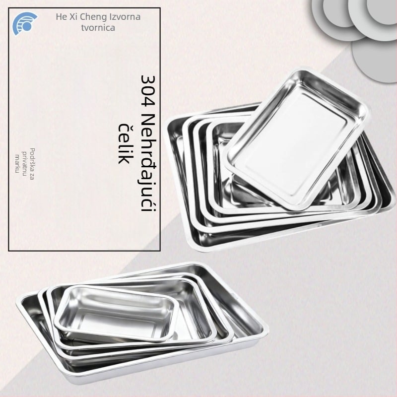304 nehrđajući čelik četvrtasti tanjur, ogledno sjajna površina, pogodna za mikrovalnu, mogućnost prilagodbe