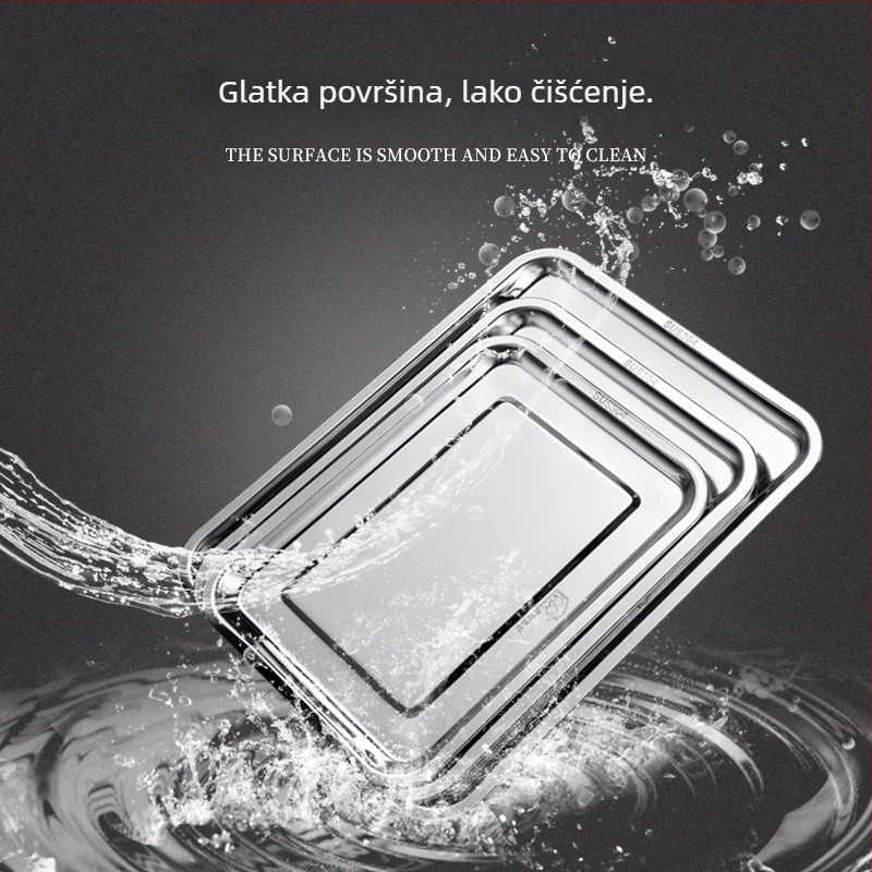 304 nehrđajući čelik četvrtasti tanjur, ogledno sjajna površina, pogodna za mikrovalnu, mogućnost prilagodbe