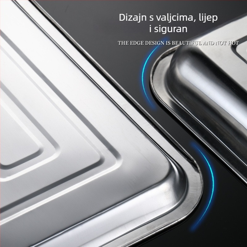 304 nehrđajući čelik četvrtasti tanjur, ogledno sjajna površina, pogodna za mikrovalnu, mogućnost prilagodbe