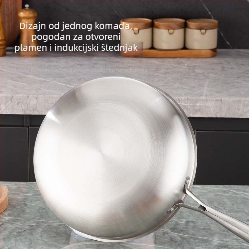 Nezašećena tava od nehrđajućeg čelika, bez premaza, s plosnatim dnom, model FP-HYOF, 201 čelika, pogodna za plin i indukciju