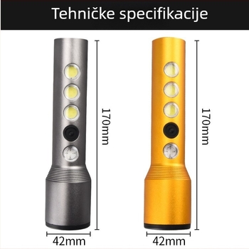 Jiadi LED svjetiljka s aluminijumskom legurom, punjiva, 3.7V, domet do 200 m, zaštita od prepunjenja, otporna na eksplozije, trajanje baterije 30 h