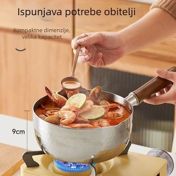 Lonac za mlijeko, neprijanjajući, nehrđajući čelik 316, japanskog stila Yukihira, s jednim dnom, kompatibilan sa svim pločama