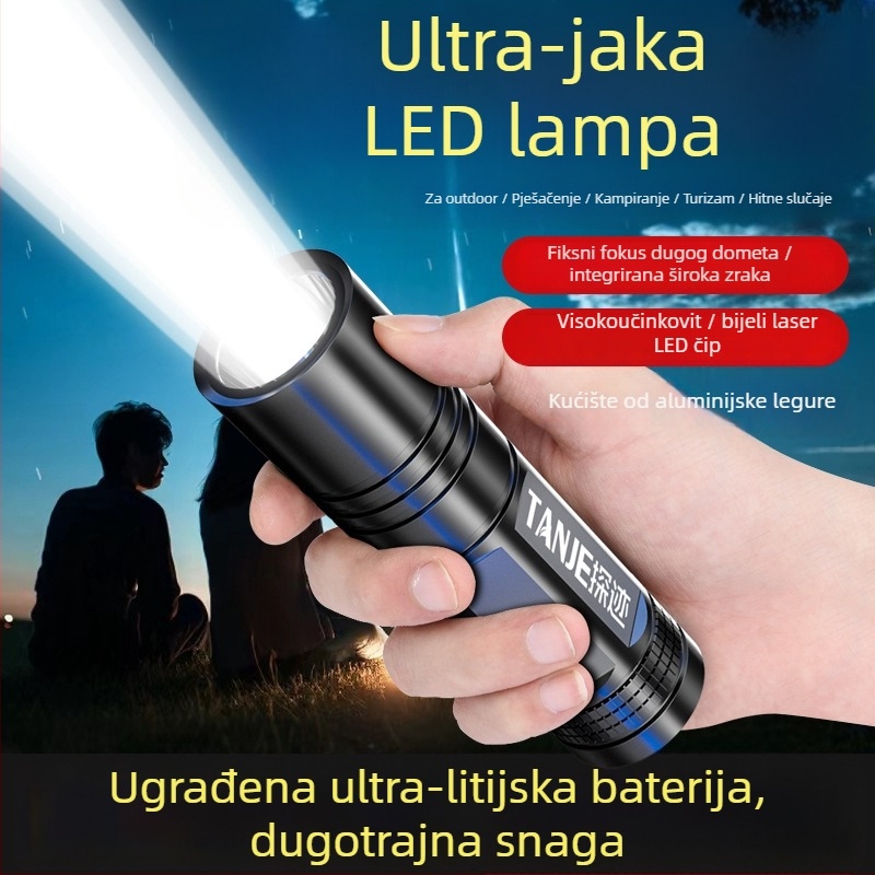 Punoprijenosna LED svjetiljka, aluminijsko kućište, 15W LED, ugrađena velika litijska baterija, Type-C punjenje, 360° rotacija
