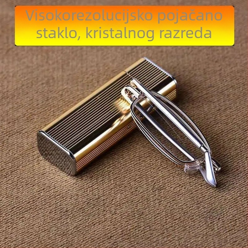 Sklopive naočale za čitanje protiv zračenja s metalnim okvirom i staklenim lećama, asferične leće