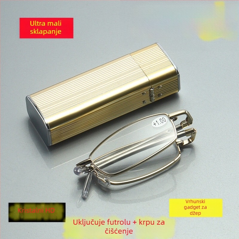 Sklopive naočale za čitanje protiv zračenja s metalnim okvirom i staklenim lećama, asferične leće