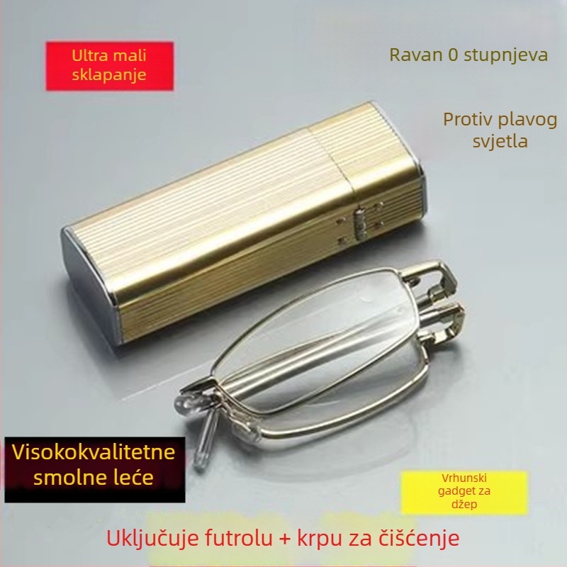 Sklopive naočale za čitanje protiv zračenja s metalnim okvirom i staklenim lećama, asferične leće