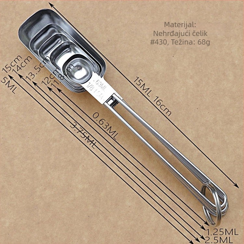 Big Eyes set mjernih žlica od nehrđajućeg čelika, 5-dijelni set za pečenje