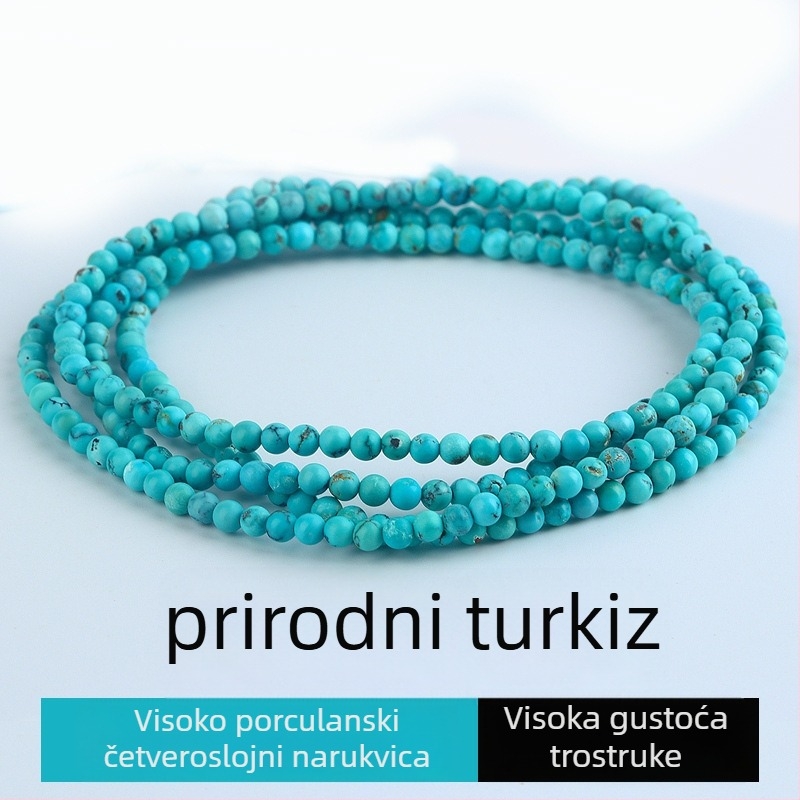 Turkizni set nakita s labavim perlama: narukvica i dugački lanac, okrugli perli s perlastim tretmanom, podrijetlo Shantwei, svjež i sladak stil