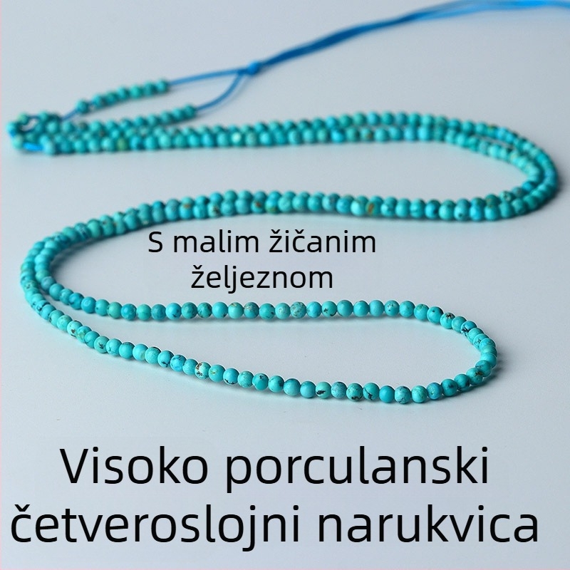 Turkizni set nakita s labavim perlama: narukvica i dugački lanac, okrugli perli s perlastim tretmanom, podrijetlo Shantwei, svjež i sladak stil