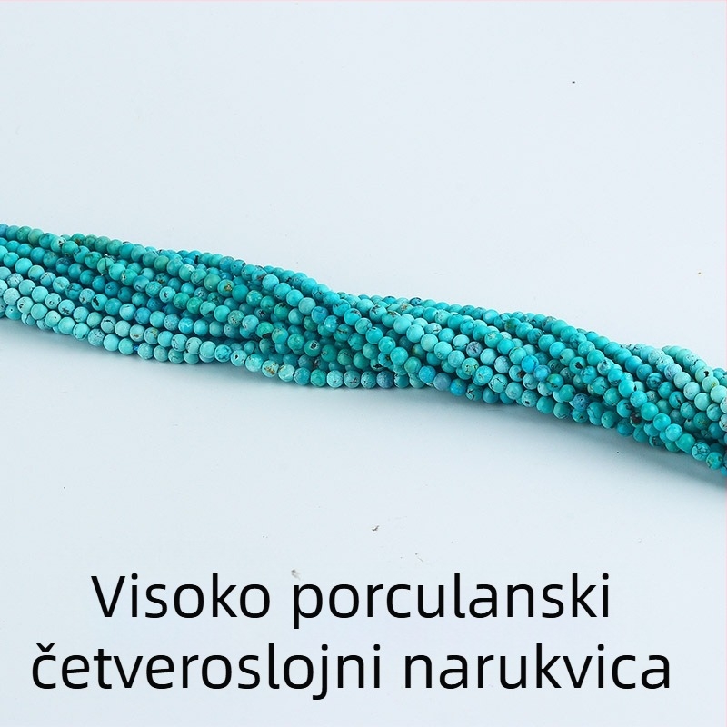 Turkizni set nakita s labavim perlama: narukvica i dugački lanac, okrugli perli s perlastim tretmanom, podrijetlo Shantwei, svjež i sladak stil