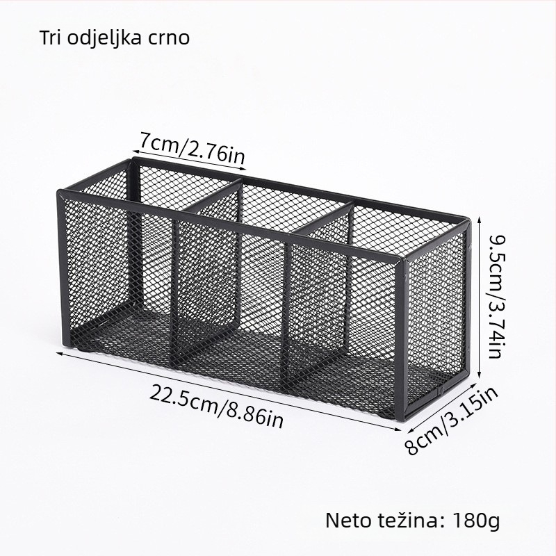 Metalni organizator za stolno korištenje s više odjeljaka (3 ili 4), držač olovaka i kozmetički organizator, mogućnost prilagodbe