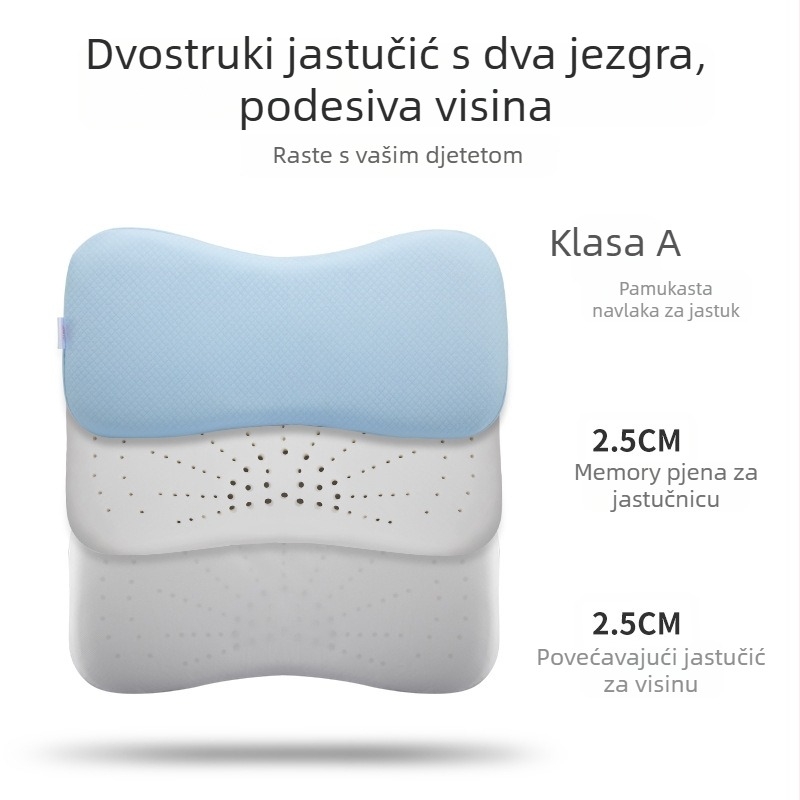 Dječji jastuk od memorijske pjene za bebe i djecu, oblik kostiju, jezgra od čiste pamuka, Golden Boy (Memorijska pjena; Jezgra od čiste pamuke; Oblik kostiju; Pogodna za bebe i djecu; Golden Boy)