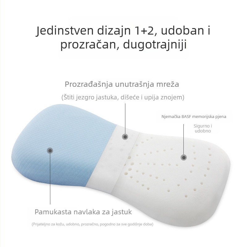 Dječji jastuk od memorijske pjene za bebe i djecu, oblik kostiju, jezgra od čiste pamuka, Golden Boy (Memorijska pjena; Jezgra od čiste pamuke; Oblik kostiju; Pogodna za bebe i djecu; Golden Boy)