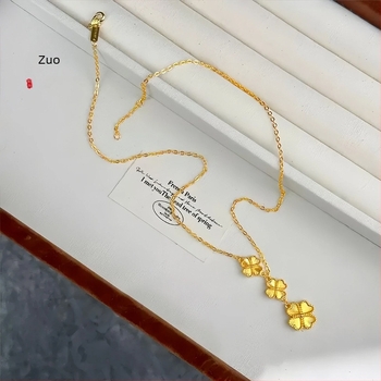 Ogrlica od bakra s elektroplatinom; laserski izrezani resici s motivom četverolisnog cvijeta; brend P·z accessories; ljeto 2025 izlazak