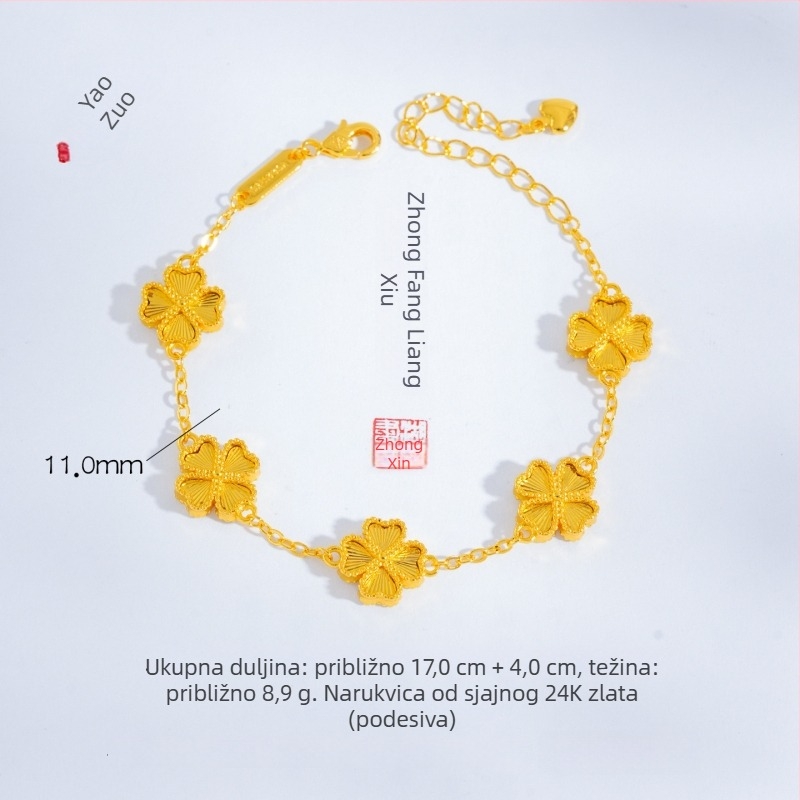 Ogrlica od bakra s elektroplatinom; laserski izrezani resici s motivom četverolisnog cvijeta; brend P·z accessories; ljeto 2025 izlazak